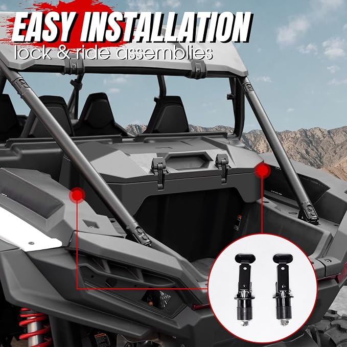 A & UTV PRO 82 QT UTV Rear Cargo Box for 2024-2026 Polaris RZR XP 1000 Accessories, Water Resistant Cargo Storage Bin with Two Lockable Latches for Polaris RZR XP 1000/ XP 4 1000, Replace OEM #2889611