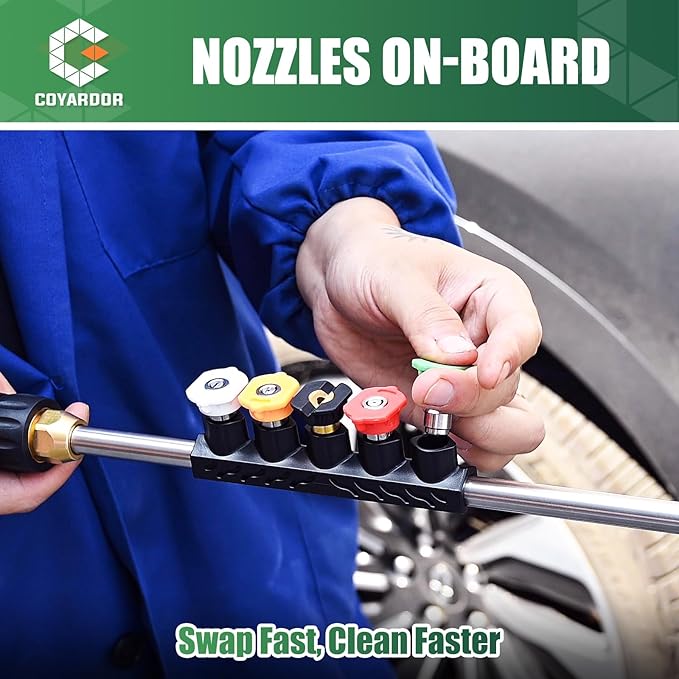 Pressure Washer Gun 3600 PSI with Extension Wand, Nozzle Holder & 5 Spray Tips, M22-14mm Fitting, Replacement for Ryobi, Karcher, Honda, Greenworks, Briggs & Stratton, Gas Power Washer