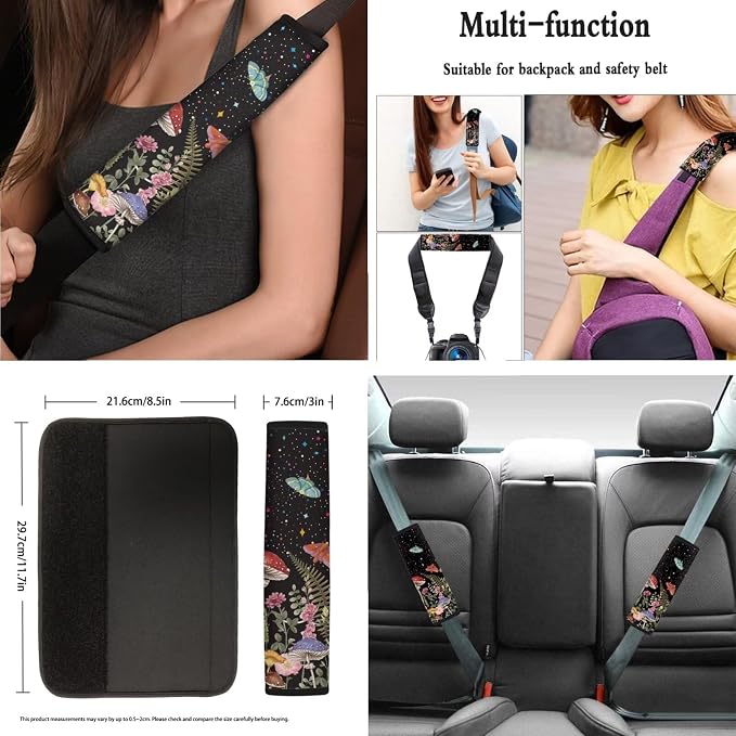 AFPANQZ Mushroom Car Accessories Auto Seat Cover Protection with Steering Wheel Cover/Gear Shift Knob Cover/Car Handbrake Cover/Seat Belt Shoulder Pads/Cup Holder Universal 11 Piece