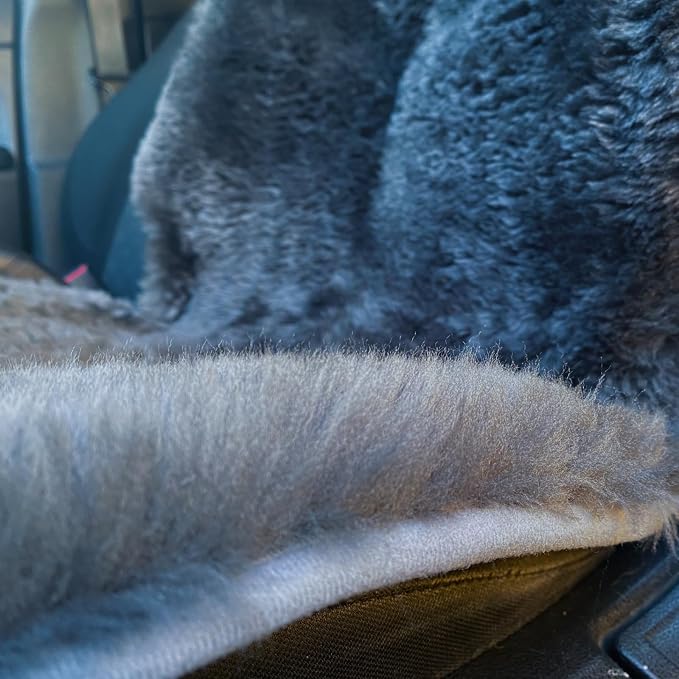 Genuine Sheepskin car seat Covers auto Accessories for Winter and Summer Merino Wool seat Covers fits Trucks sedans suvs minivans from Seats Damage (Charcoal Gray)