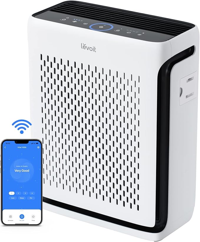 LEVOIT Air Purifiers With Air Quality Monitor for Home Large Room, Vital 100S Covers Up to 1110 Ft² & Vital 200S Covers Up to 1900 Ft²
