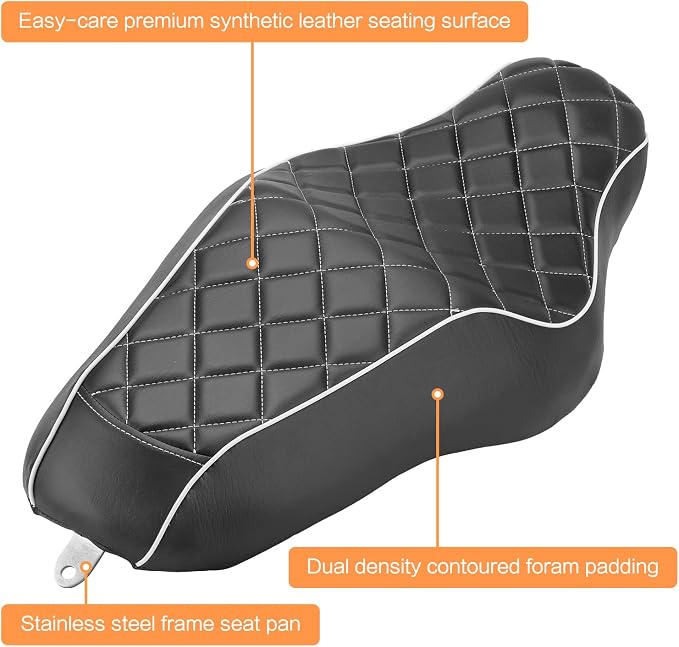 2-Up Driver Passenger Seat for Harley Sportster 883 1200 Diamond | 2004-2006 & 2010-2016 XL1200 XL883, Leather Cover, Front Rear Riding, Easy Direct Replacement, Waterproof and Dustproof