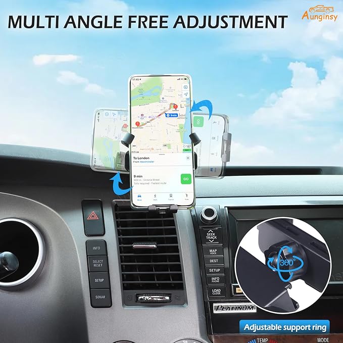 Car Phone Mount Compatible with Toyota Tundra/Sequoia 2007-2013 Center Console Air Outlet Vent Upper Panel Mobile Phone Holder Dashboard Hands-Free Universal Cell Phones Navigation Bracket Accessories