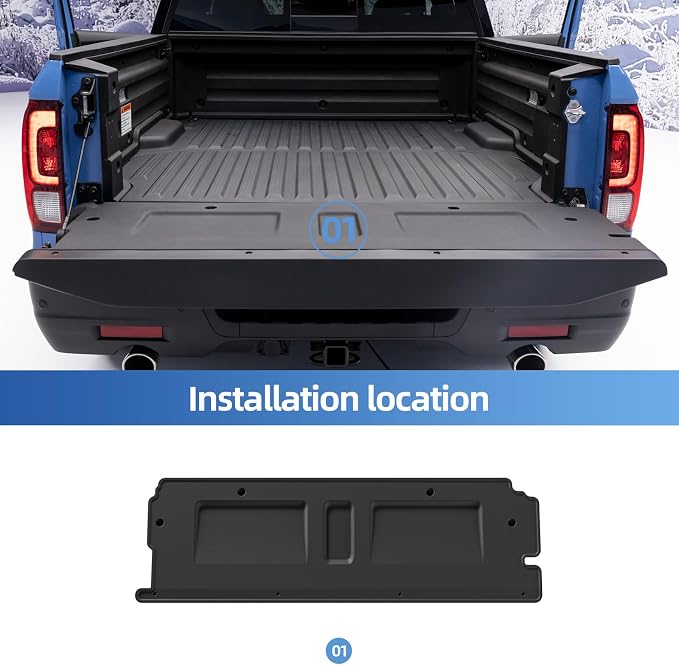 SMABEE Truck Bed Mat & Frunk Mat & Tailgate Mat for 2017-2024 Honda Ridgeline Crew Cab 5.3FT, TPE All Weather Bed Liner Tailgate Cover for Ridgeline Accessories Inteior Black