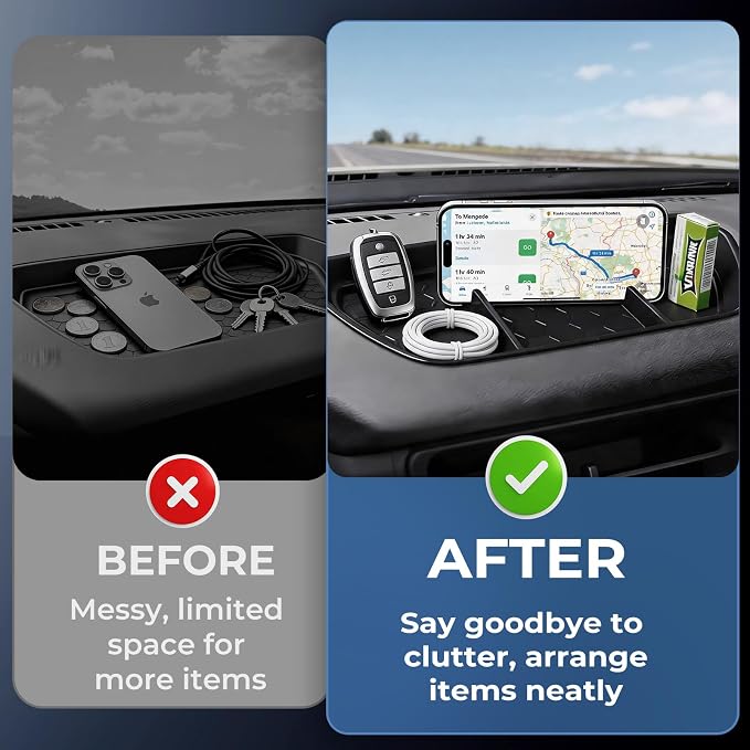 Dashboard Storage Tray Dash Organizer for Nissan Frontier 2024 2023 2022 (Not for 2025 2026), Interior Accessories Center Console Storage Box for 2022-2024 Frontier, Black