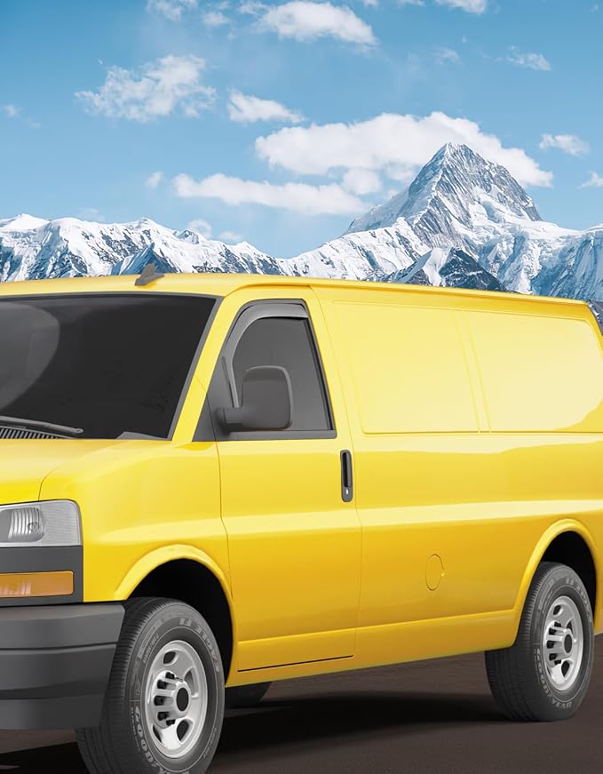 in-Channel Window Rain Guards Fit for Chevy Express Van 1996-2026 & GMC Savana 1996-2026 Rain Guard Extra Durable Window Deflectors Vent Visors Vent Shades Exterior Car Accessories
