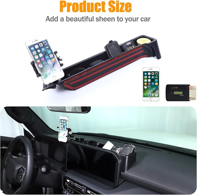 Center Console Dash Organizer Tray Compatible with Toyota Land Cruiser 250 Prado 2024 2025 2026 Navigation Screen Rear Insert Auxiliary Storage Box,Phone Holder Accessories (Style D)