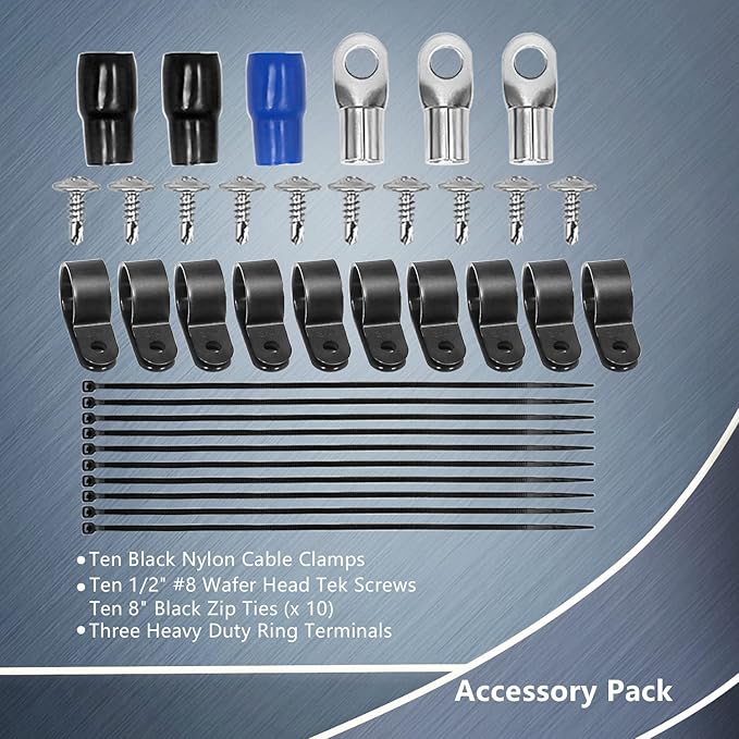 Recoil RBG3 True Spec 1/0 Gauge Wire Big 3 Amp Wiring Upgrade Kits for Car Audio Systems