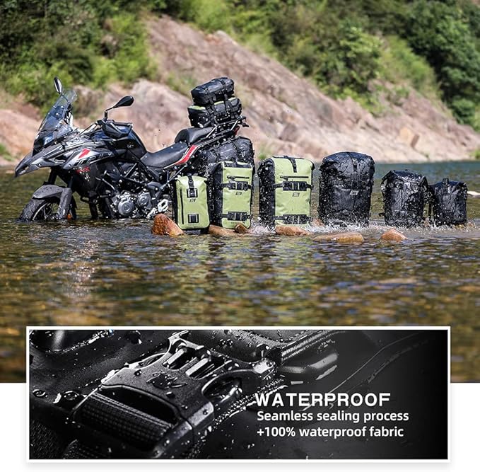 Rhinowalk Motorcycle Tail Bag Motorbike Side Bag 30L Full Waterproof Motor Saddle Pannier Bag Rear Rack Trunk Professional Motor Accessories-Black