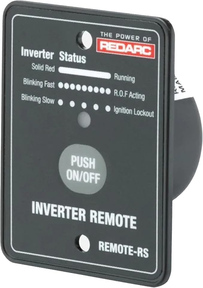 REDARC Remote-RS Inverter Remote Switch, 12V Compatible, Flush-Mount Design for RS Series Pure Sine Wave Inverters, On/Off Control and Status Indicator, for RV, Truck, and Off-Grid Use