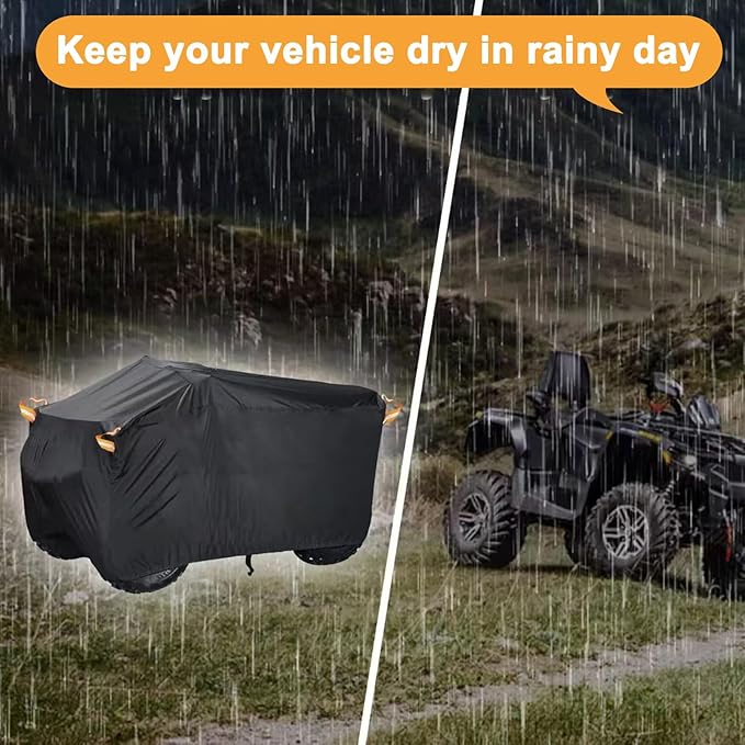 Heavy-Duty ATV Cover 600D Oxford Waterproof, UV Protection for 4-Wheeler/Quad, All Weather Season Protection Outdoor for Polaris Kawasaki Yamaha Suzuki Can-Am