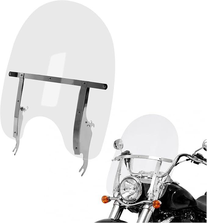 HECASA 26-1/2" X 23" Detachable Windshield Compatible With 2000-2017 Harley Davidson Heritage Softail Classic FatBoy FLS FLST FLSTC FLSTF FLSTFB FLSTN Clear Windscreen