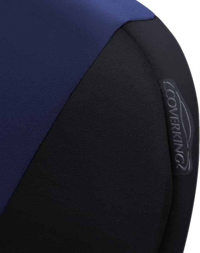 Coverking Custom Fit Front 50/50 Bucket Seat Cover for Select Ford F-Series Models - Neosupreme (Navy Blue with Black sides)