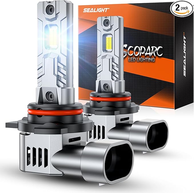 SEALIGHT 𝟗𝟎𝟏𝟐 Bulbs Brightest 50,000LM 6500K 9012 Bulbs With Cooling Fan Canbus Ready 70000+ Lifespan, Pack of 2