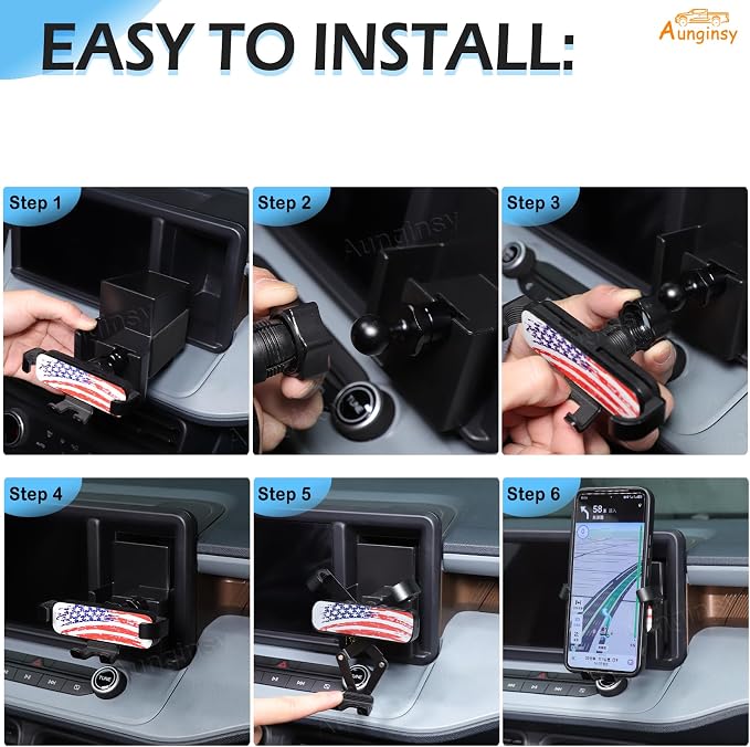 Aunginsy Car Hidden Screen Drawer Organizer with Phone Holder Compatible with Ford Maverick 2022-2024 Center Console Multimedia Display Right Side Panel Storage Box Truck Dash Cubby Insert Accessories