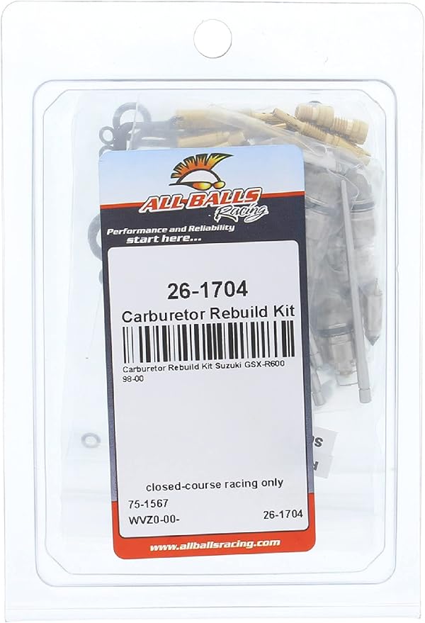 All Balls Racing 26-1704 Carburetor Rebuild Kit Compatible with/Replacement For Suzuki GSX-R 600 1998-2000