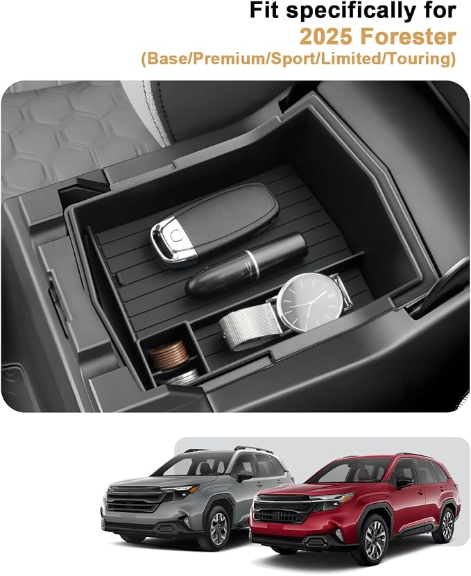 ECOZEN 2025 Forester Center Console Organizer - Double Layer Center Console Armrest Box Organizer For 2025 Subaru Forester/Forester Hybrid(Base/Premium/Sport/Limited/Touring) Accessories