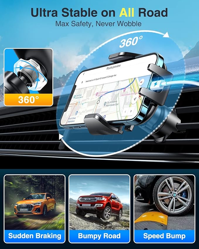 VANMASS Car Phone Holder [Upgraded Strongest Suction & Clip] Cell Phone Mount for Dashboard Windshield Vent Wall,Truck Cradle Stand for iPhone 17 Pro Max 16 15 14 13 12 11 SE Samsung S26 Android,Black