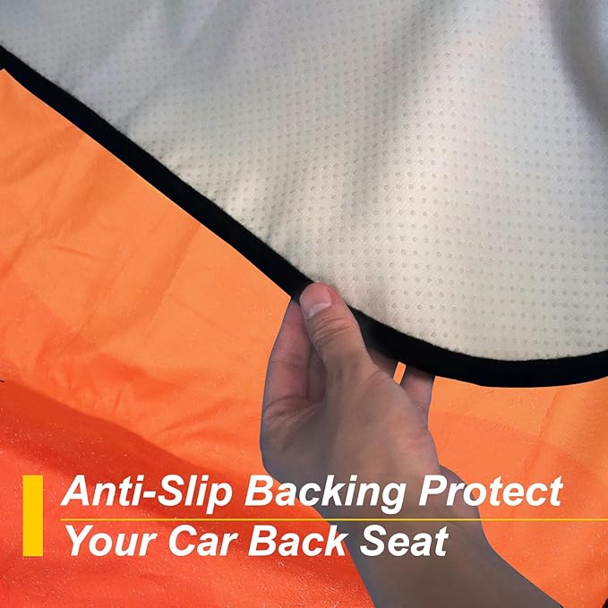 Back Seat Cover for Car Trucks Van SUV Jeep,Waterproof Rear Bench Towel Seat Covers for Dogs and Kids,Automotive Backseat Protector (Orange)