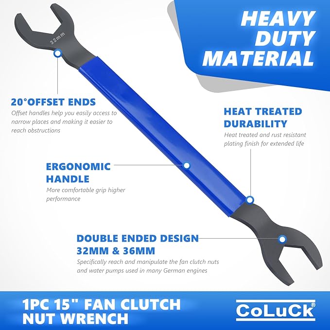 Fan Clutch Wrench Set,32mm & 36mm Clutch Fan Tool Wrench,Water Pump Pulley Holder Removal Tool For BMW, Ford, GM, dodge,Chevrolet,jeep Fan Clutch Removal Kit,Water Pump Holder