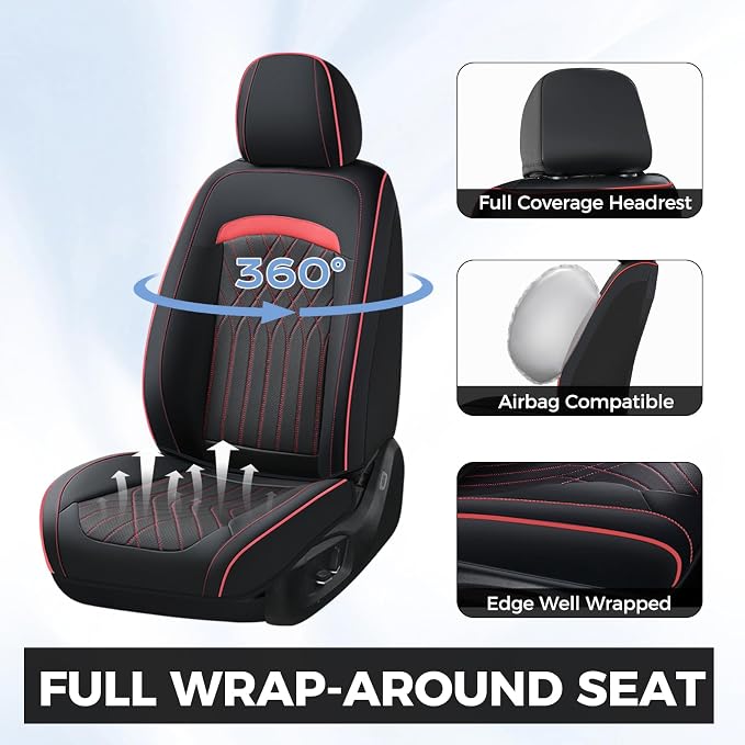 FLORICH Car Seat Covers Full Set, Leather Seat Covers for Cars, Waterproof Car Seat Protector Breathable, Front and Back Seat Covers for Cars, Automotive Seat Covers Universal Fit for Most SUV Truck