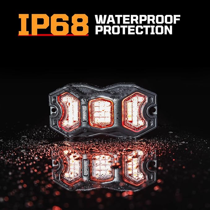 16 Million Color Rock Lights for Trucks - APP & RF Controlled RGBW Underglow LED Kit, 180° Wide Beam Aluminum Pods, 20 Dynamic Modes with Music Sync, Waterproof for UTV/ATV/Jeep/RV (4 Pods)