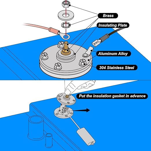 Marine Fuel Sending Unit,Boat Fuel Tank Sending Unit for Marine 6-12 Inch Depth RV Car Truck Tanks 33-240ohms Gas Water Level Gauge Sender