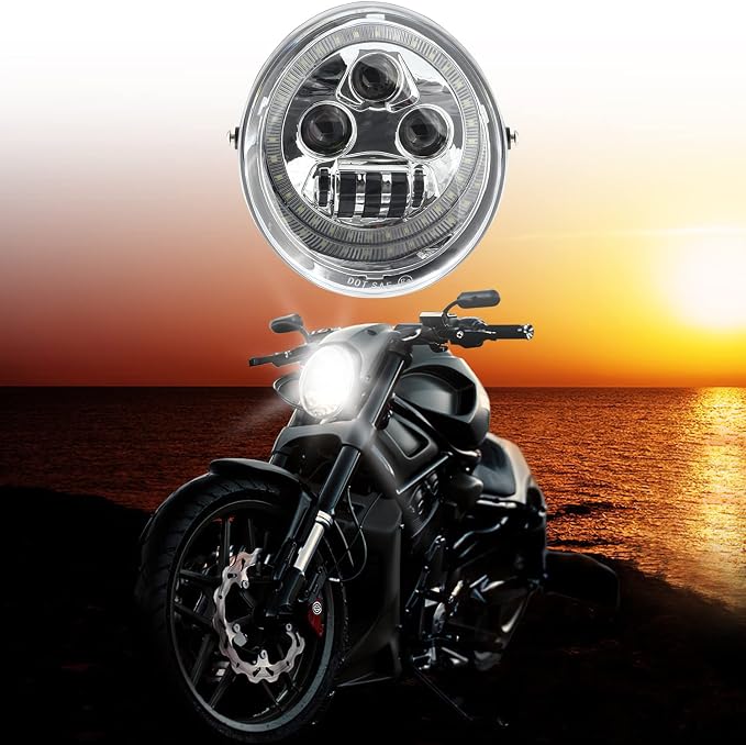 Chrome led Headlight with Angel Eye Replacement Fit for Harley Davidson vrod vrscf v-rod night special