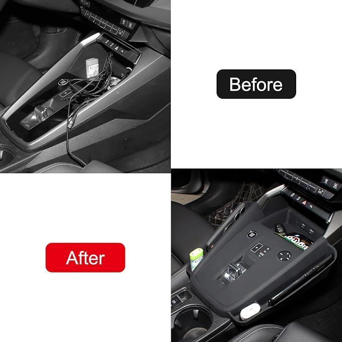 HIGH FLYING Car Accessories for Audi A3 2022-2024 Center Console Gear Shift Panel Silicone Rubber Overlays Protector Cover Organizer Storage Box 1PC