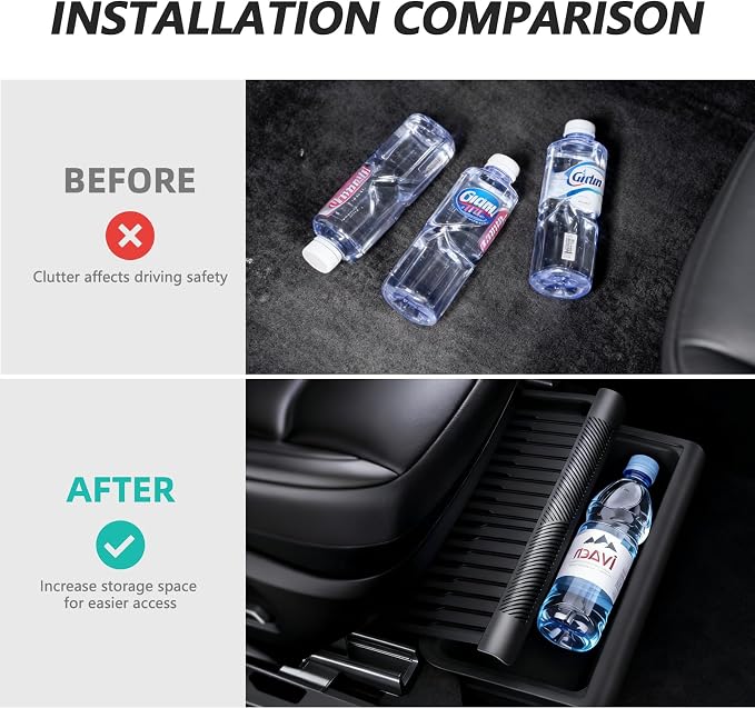 Upgraded Under seat Storage Tray with Lid for Tesla Model Y Juniper 2026, Hidden Under-Seat Organizer Box, Anti-Slip & Dustproof Design, Large-Capacity Interior Storage Accessories