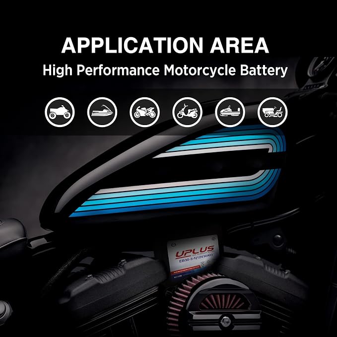 UPLUS YTX30L-BS Motorcycle Battery, YIX30L-BS Replacement Maintenance Free & High Performance, EB30-3-1 AGM Batteries ETX30L UTV Snowmobile ATV Battery, 12V 30AH 400CCA