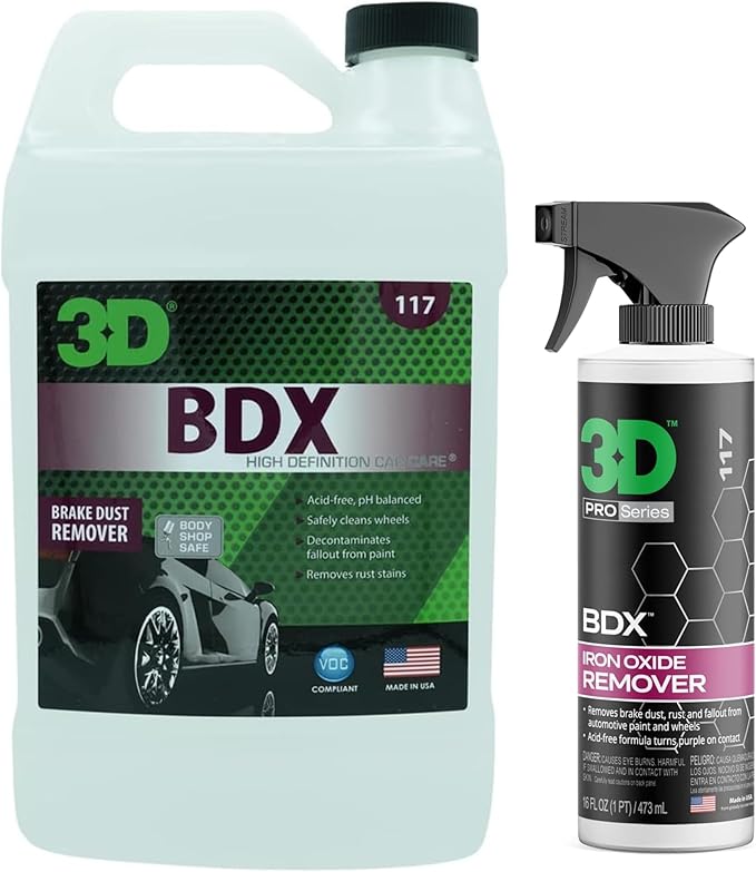 3D BDX Iron Remover & Gallon Refill – Eliminates Brake Dust, Rust, & Iron Fallout for Wheels & Paint