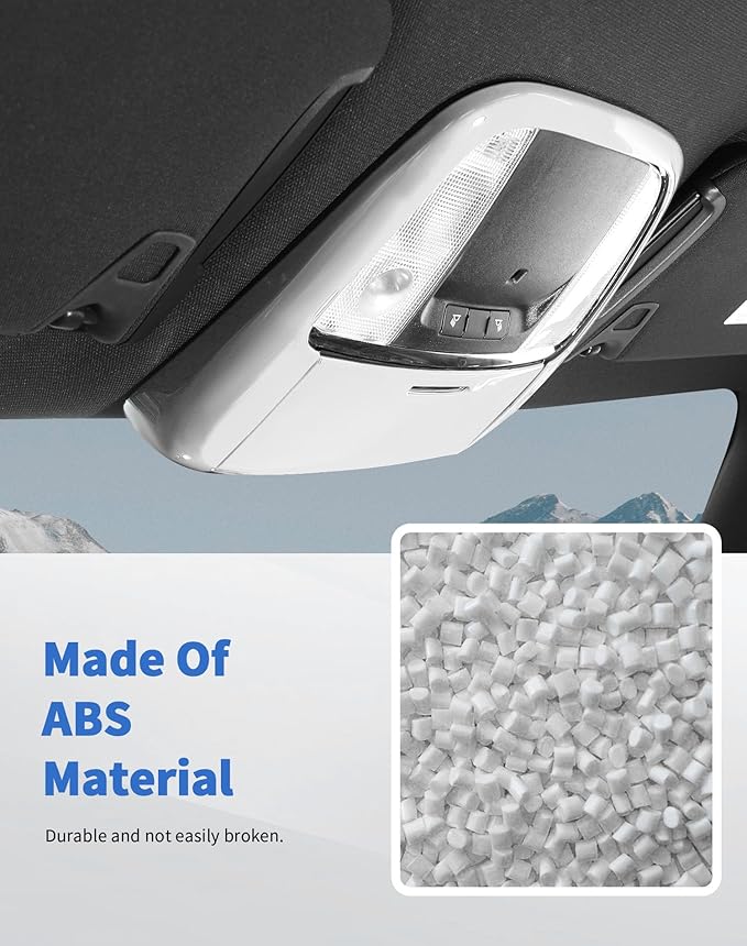 Roof Reading Light Cover Trim Fit for 2011 + Dodge Charger/Durango/Chrysler 300 Interior Accessories White Reading Lamp Decals Cover Trim Sticker Kit