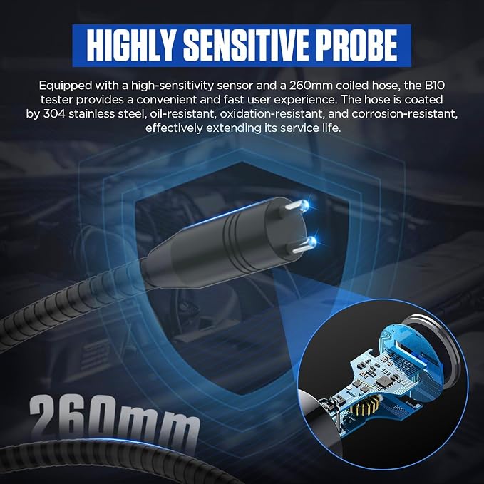 Brake Fluid Tester Automotive Digital Brake Fluid Detector Moisture Detector for DOT3 DOT4 DOT5.1, Car Brake Fluid Boiling Point Meter with 2.8" Display Audible Alarm High Precision Probe (T10)