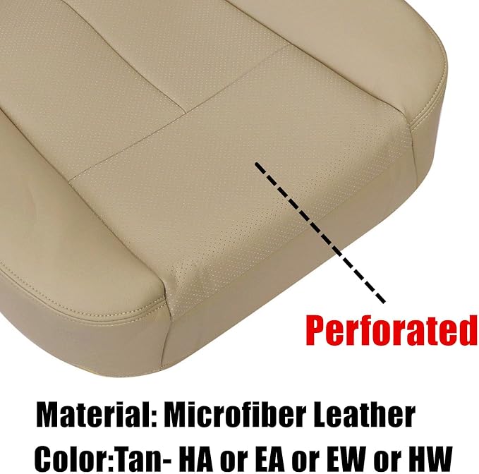 SecosAutoparts Driver Bottom Perforated Leather Seat Cover Tan & Driver Foam Cushion Compatible with Ford F150 Lariat 2009 2010 2011 2012 2013 2014