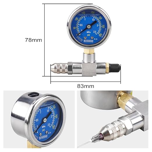 NICECNC Universal 350psi Nitrogen Gauge Needle Pressure Checker Tool Compatible with Yamaha YZX, Compatible with Ohlins, Compatible with Ford Raptor Truck Shocks, See Fitment