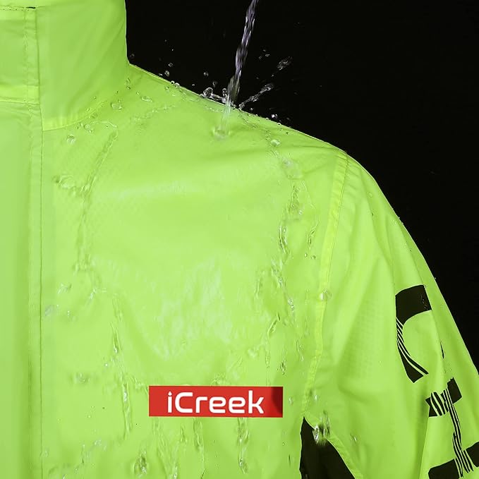 iCreek Motorcycle Rain Suit for Men and Women Waterproof Rain Gear Resistant Raincoat Outdoor Fashion with Hood