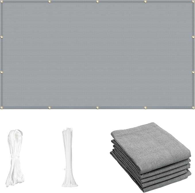 Cool Area Sun Shade Cloth with Grommets 8×10 FT Shade Panel Shade Tarp Screen Fabic for Outdoor Patio Pergola Cover Deck Garden, Silver Grey (Customized)