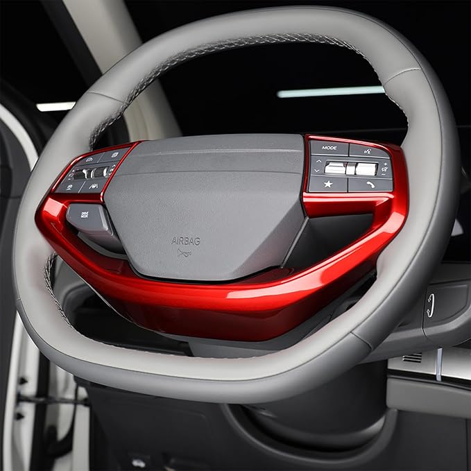 Car Steering Wheel Covers Steering Wheel Button Panel, Protection Frame Molding Trim, Compatible with KIA K4 2024-2026 Accessories (Red)