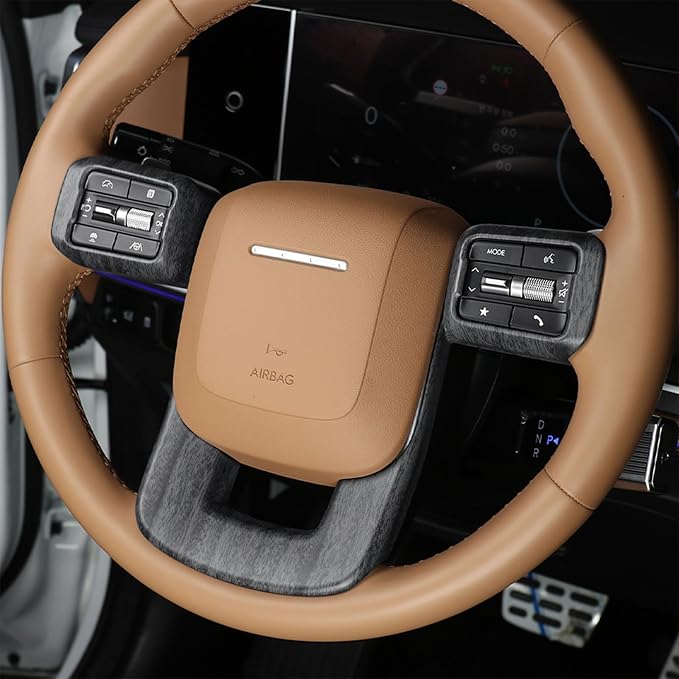 Premium Car Steering Wheel Handle Frame Cover, Compatible with Hyundai Santa FE 2024-2025 Accessories– Anti-Slip, Universal Fit, Easy Install & Luxury Upgrade Accessories (Wood Grain)