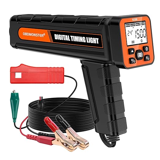 N300 Pro Digital Timing Light with Voltage Test & Dwell Angle, and Advance Angle & RPM, 2.6" LCD High-Definition Backlit Display, Works on 12V Gasoline Engines (2/4 Stroke)