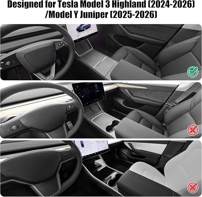 Center Console Armrest Cover Designed for Tesla Model 3 Highland 2024-2027/Model Y Juniper 2025-2027 Refresh,Center Console Accessories for Model 3/Y Interior Accessories 2026 Black
