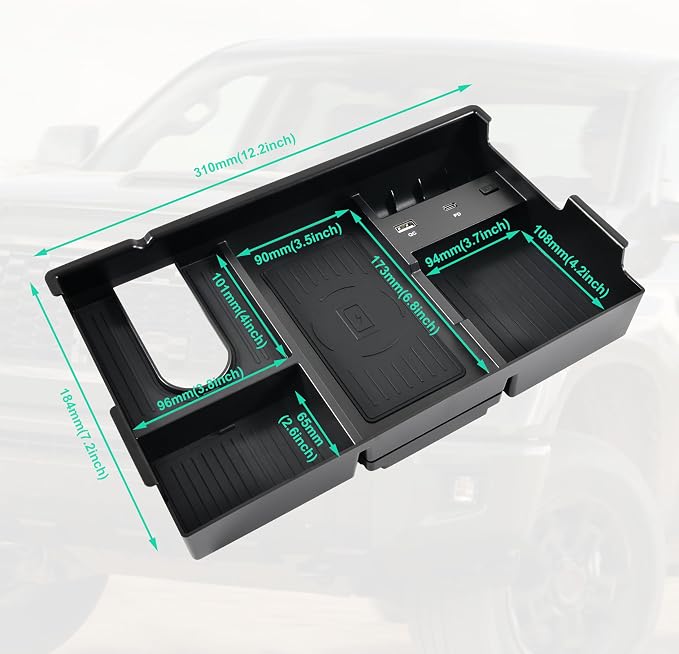 Wireless Charger for Toyota Tundra 2014-2021, Center Console Organizer Tray Armrest Storage Fast Wireless Phone Charging Panel Pad for 2014-2021 Toyota Tundra Accessories