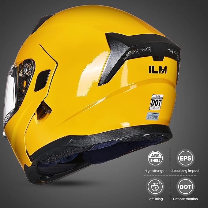 ILM Motorcycle Modular Full Face Helmet for Adult Flip up Dual Visor LED Tail Light Optional DOT