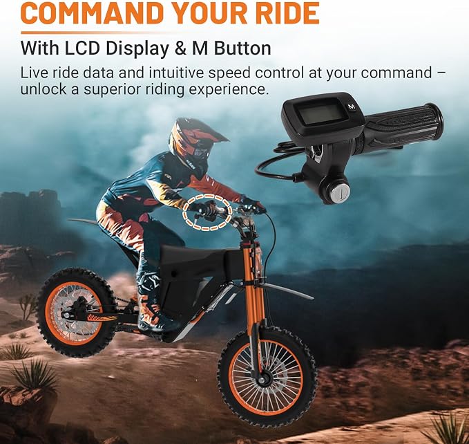 Upgraded E-Bike Throttle 48V w/M Button Fits for Tutti/Tutto/Tuttio Soleil01 Electric Dirt Bike Soleil 01 Only New Version (with M), Non-Interchangeable with Old Throttle (Without M)