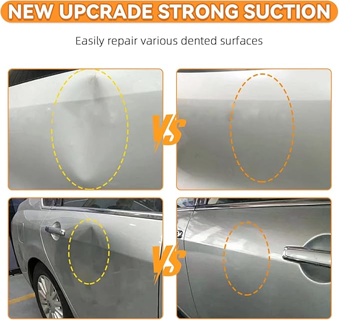 DEZEU Dent Puller,2026latest Car Dent Puller,3-Pack Car Handheld Puller,Strong Car Dent Remover,Suction Cup Dent Puller and Paintless Car Dent Repair Kit.Suitable for Car Body Dents(Orange).