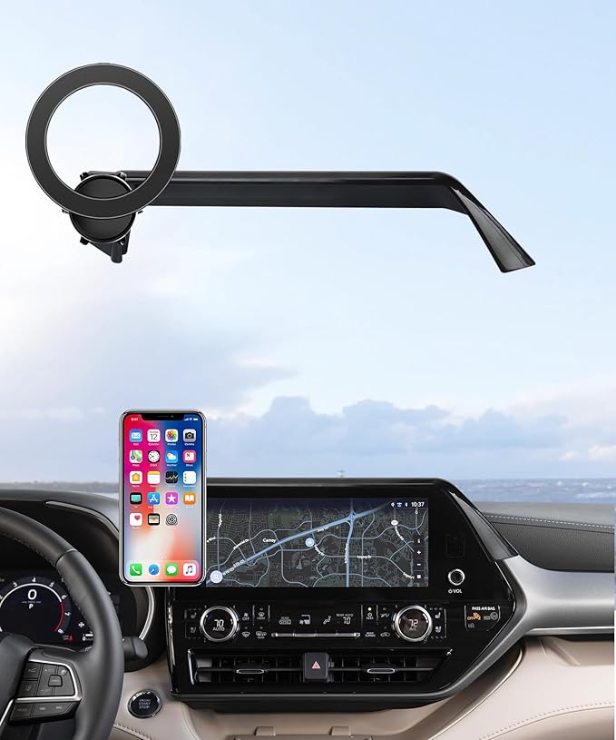Car Phone Holder for Toyota Highlander 2020-2025 Accessories 12.3-Inch Screen Fixed Clip, 360° Rotation Phone Mount Compatible with MagSafe,Cell Phone Holder That Does Not Affect Air Vent