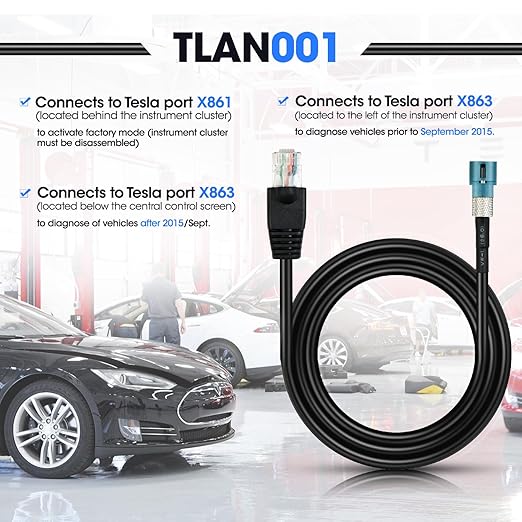 Autel Original Tesla Diagnostic Cable Set, 3PCS Test Cord for Tesla-S & X, OBD2 Diagnostic Test Cable Adapter for MaxiSys MaxiSYS 909/919/908SPro/Elite/Elite II/Ultra (3PCS)