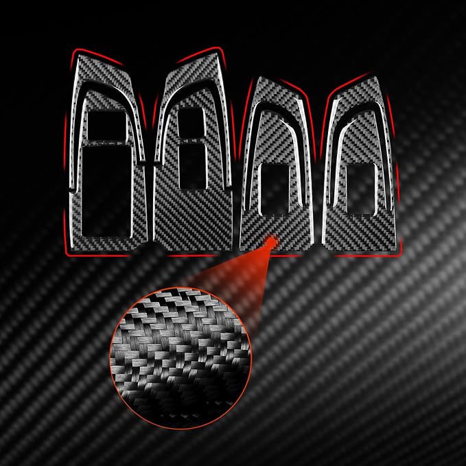 Black Soft Carbon Fiber Automotive Interior Window Lift Set 6/Piece Decorative Stickers Suitable for Acura TSX 09-14 Carbon Fiber Automotive Interior