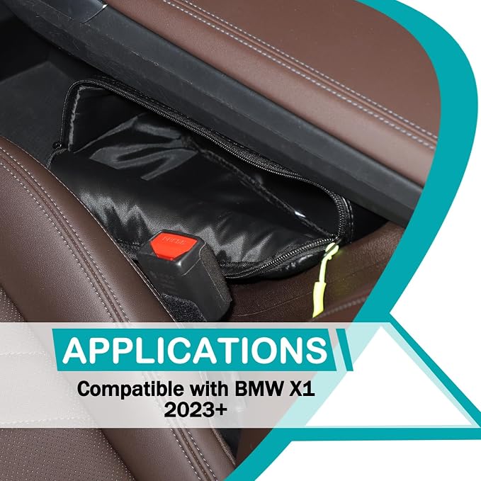 Car Storage Box Compatible with BMW X1 U11 2023 2024 2025 Lower Console Organizer Tray, Oxford cloth material Under Console storage bag Interior Accessories (Carbon Fiber Pattern)
